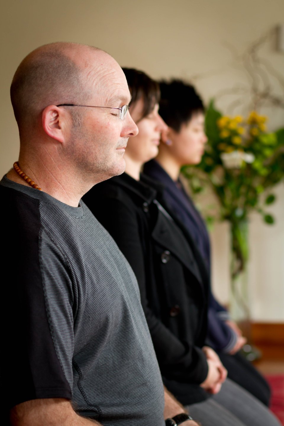 People meditating together