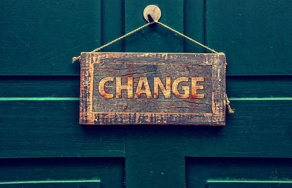 Change sign hanging on a door