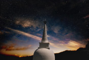 Sudarshanaloka Stupa with cosmic sky