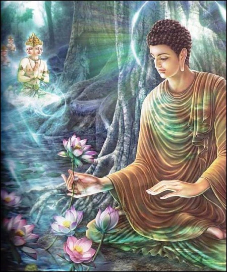Buddha and lotuses