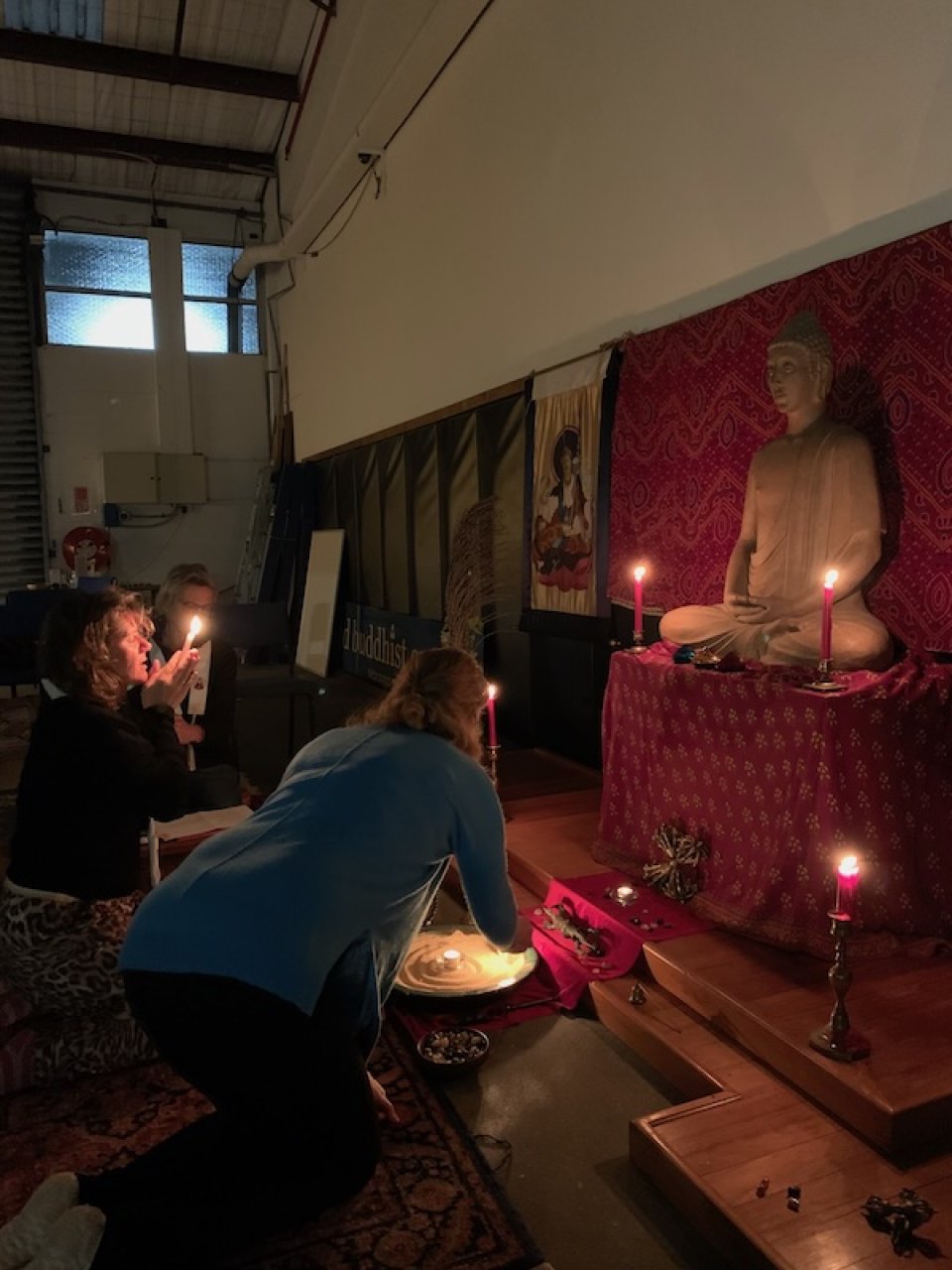 Puja in ABC shrine room before renovation (ABC)