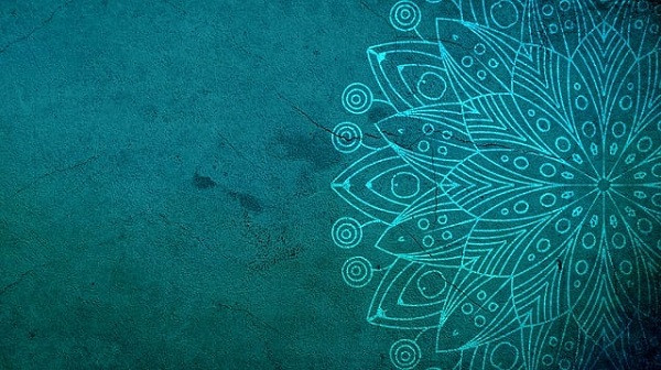 Mandala on a turquoise background - a mandala of resources for practice