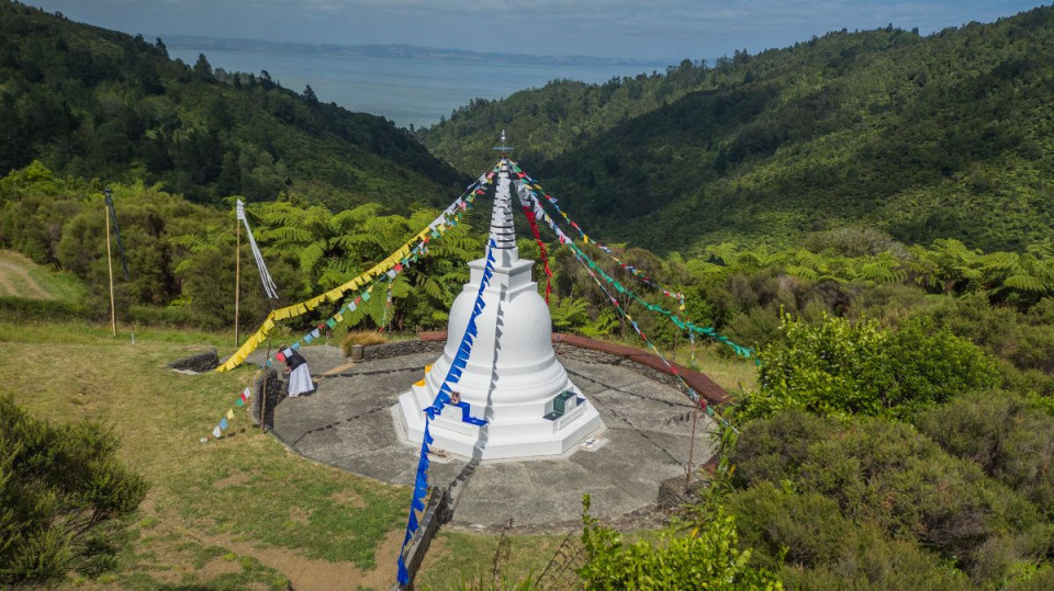 Stupa with flags