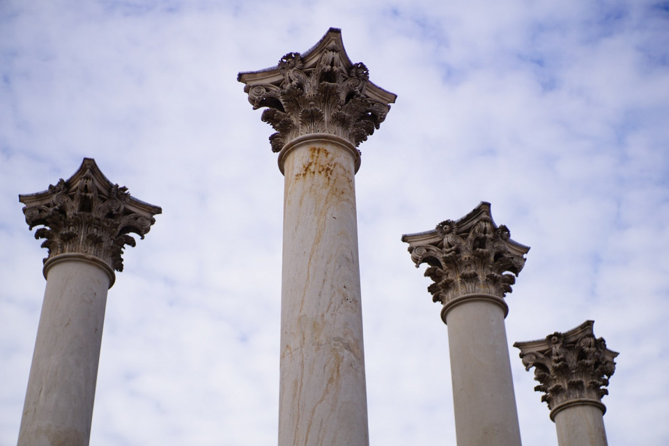Four pillars reaching into the sky