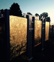 Gold panels outside the centre