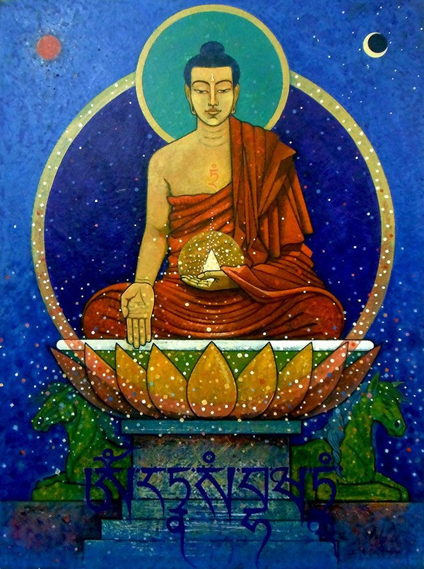 Ratnasambhava Buddha with his hand in the mudra of generosity